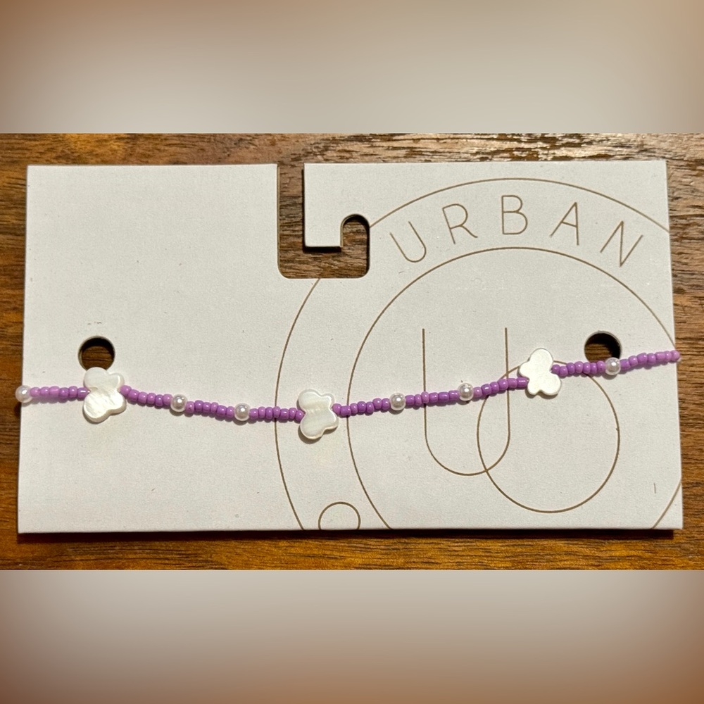 Urban Outfitters‎ Butterfly and Purple Beaded Necklace